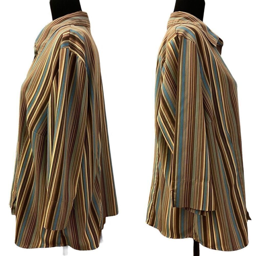 Covington Striped Button-Down Blouse Size 1x - image 3